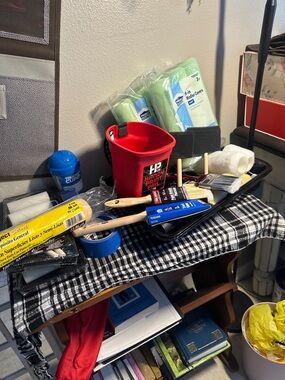 Painting Tool Kit with Red Handy Paint Pail and Brushes over 30 new items